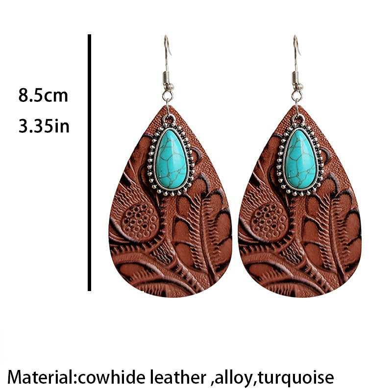 Wholesale 2 Pairs/Pack Western Genuine Leather Earrings